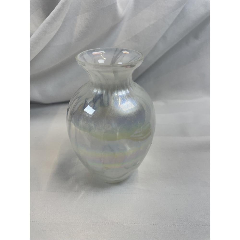 Vintage Hallmark Crowning Touch Collection Iridescent 5" Glass Vase